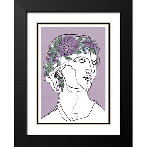 Flora Black Modern Wood Framed Art Print with Double Matting by Treechild
