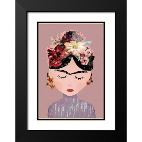 Frida (Pastel Version) Black Modern Wood Framed Art Print with Double Matting by Treechild