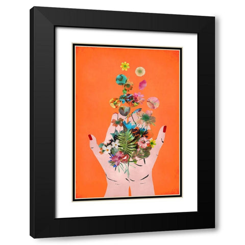 Frids Hands (Orange Version) Black Modern Wood Framed Art Print with Double Matting by Treechild