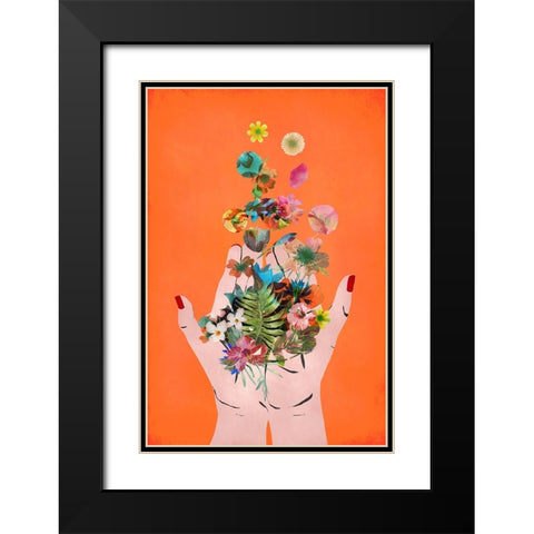 Frids Hands (Orange Version) Black Modern Wood Framed Art Print with Double Matting by Treechild