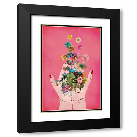 Fridas Hands (Pink Version) Black Modern Wood Framed Art Print with Double Matting by Treechild