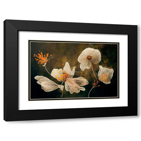 Transparent Flowers Black Modern Wood Framed Art Print with Double Matting by Treechild