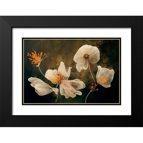 Transparent Flowers Black Modern Wood Framed Art Print with Double Matting by Treechild