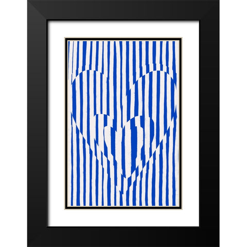 Hearts (Blue Version) Black Modern Wood Framed Art Print with Double Matting by Treechild