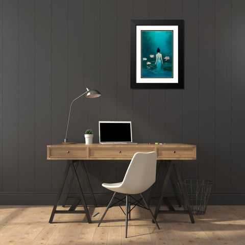 In The Pond Black Modern Wood Framed Art Print with Double Matting by Treechild