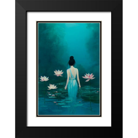 In The Pond Black Modern Wood Framed Art Print with Double Matting by Treechild