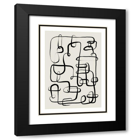 Chains Black Modern Wood Framed Art Print with Double Matting by Treechild