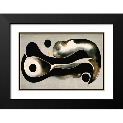Melted Metal Black Modern Wood Framed Art Print with Double Matting by Treechild