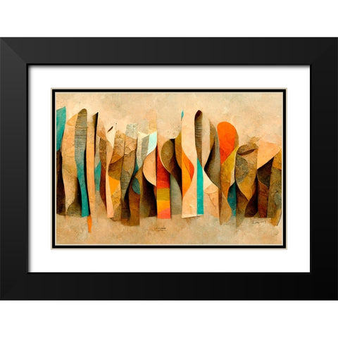 Scrolls Black Modern Wood Framed Art Print with Double Matting by Treechild