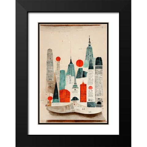 The Paper City Black Modern Wood Framed Art Print with Double Matting by Treechild
