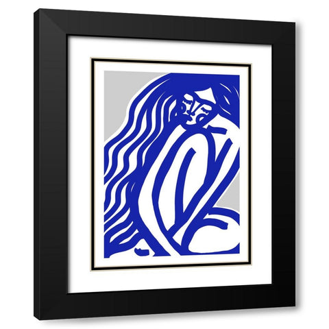The Silence (Blue) Black Modern Wood Framed Art Print with Double Matting by Treechild