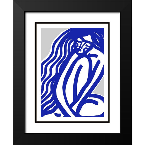 The Silence (Blue) Black Modern Wood Framed Art Print with Double Matting by Treechild