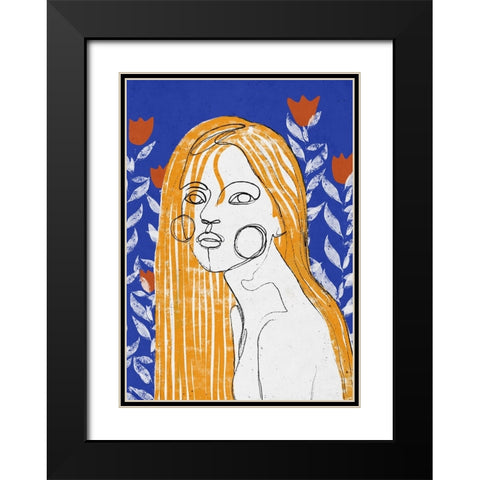 The Tulip Girl Black Modern Wood Framed Art Print with Double Matting by Treechild