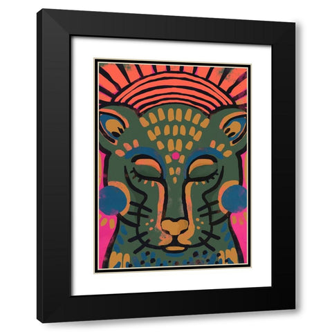 Tiger (Colored Version) Black Modern Wood Framed Art Print with Double Matting by Treechild