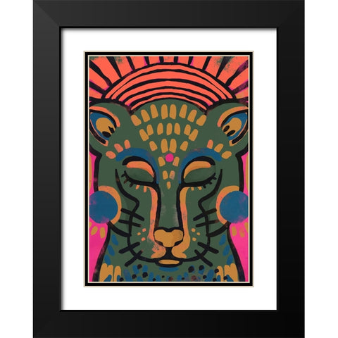 Tiger (Colored Version) Black Modern Wood Framed Art Print with Double Matting by Treechild