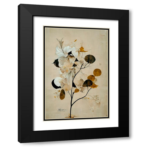Tree Of Luck Black Modern Wood Framed Art Print with Double Matting by Treechild