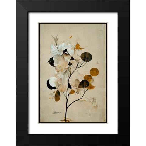 Tree Of Luck Black Modern Wood Framed Art Print with Double Matting by Treechild