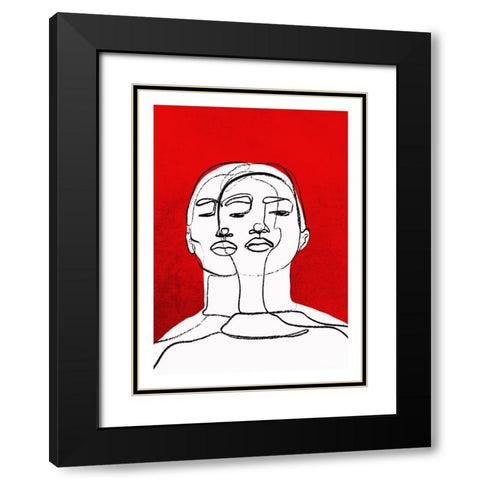 Twins Black Modern Wood Framed Art Print with Double Matting by Treechild