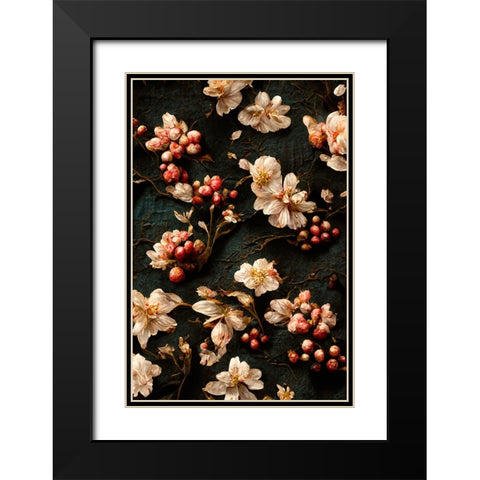 Trail Roses Black Modern Wood Framed Art Print with Double Matting by Treechild