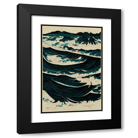 Wild Sea Black Modern Wood Framed Art Print with Double Matting by Treechild