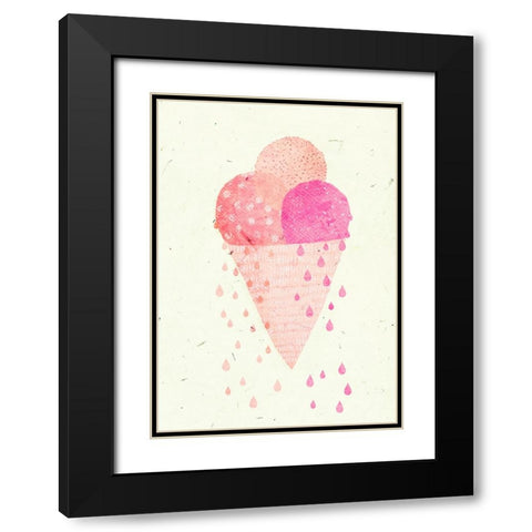 Yummy Ice Black Modern Wood Framed Art Print with Double Matting by Treechild