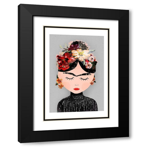Frida (Special Edition) Black Modern Wood Framed Art Print with Double Matting by Treechild