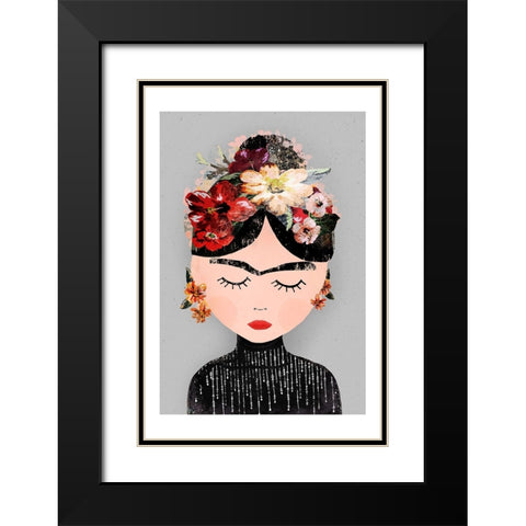 Frida (Special Edition) Black Modern Wood Framed Art Print with Double Matting by Treechild