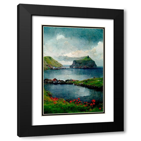 Beautiful Islands No 1 Black Modern Wood Framed Art Print with Double Matting by Treechild