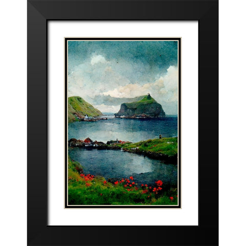 Beautiful Islands No 1 Black Modern Wood Framed Art Print with Double Matting by Treechild