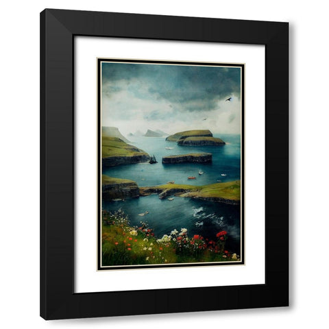 Beautiful Islands No 2 Black Modern Wood Framed Art Print with Double Matting by Treechild