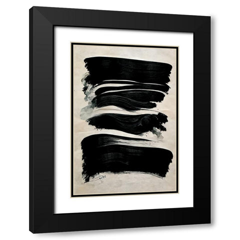 Black Strokes Black Modern Wood Framed Art Print with Double Matting by Treechild
