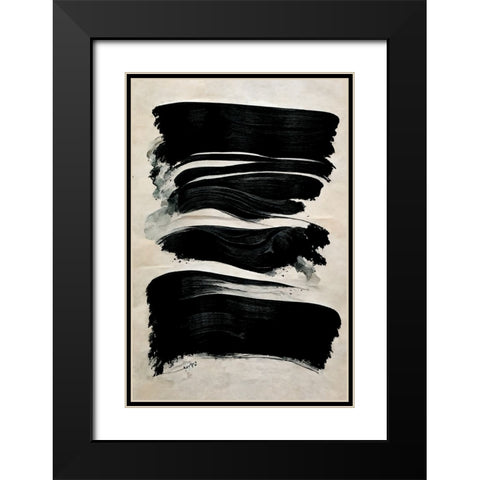 Black Strokes Black Modern Wood Framed Art Print with Double Matting by Treechild