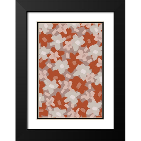 Cute Flowers Black Modern Wood Framed Art Print with Double Matting by Treechild