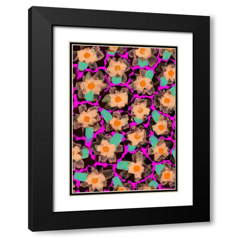 Funky Blossoms Black Modern Wood Framed Art Print with Double Matting by Treechild