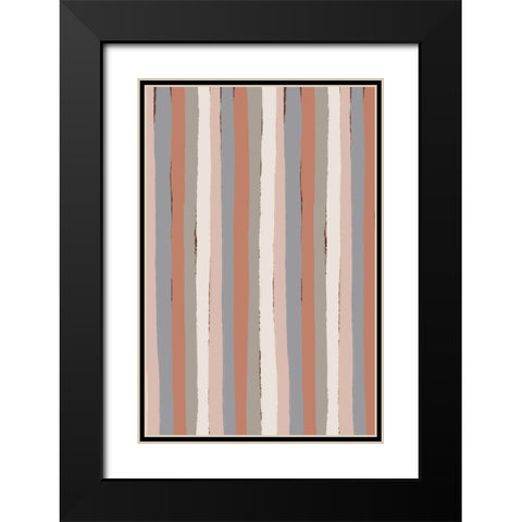 Pastel Stripes Black Modern Wood Framed Art Print with Double Matting by Treechild
