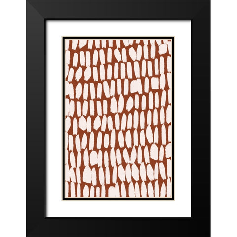 Simple White Strokes Black Modern Wood Framed Art Print with Double Matting by Treechild