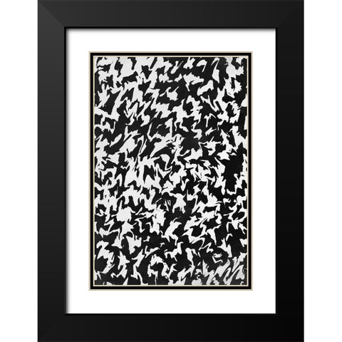 Black And White Zig Zag Pattern Black Modern Wood Framed Art Print with Double Matting by Treechild