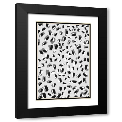 Black And White Little Strokes Black Modern Wood Framed Art Print with Double Matting by Treechild