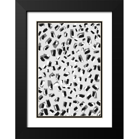 Black And White Little Strokes Black Modern Wood Framed Art Print with Double Matting by Treechild
