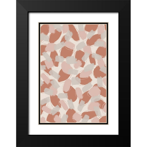 Soft Pastel Brush Strokes Black Modern Wood Framed Art Print with Double Matting by Treechild