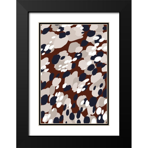 Berry Pattern Black Modern Wood Framed Art Print with Double Matting by Treechild