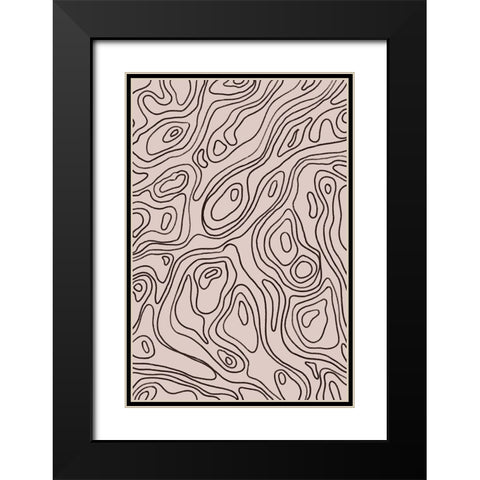 Iso Lines Pattern Black Modern Wood Framed Art Print with Double Matting by Treechild