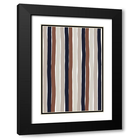 Gentle Color Stripes Black Modern Wood Framed Art Print with Double Matting by Treechild