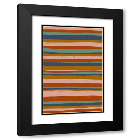 Ethno Colors Stripes Black Modern Wood Framed Art Print with Double Matting by Treechild
