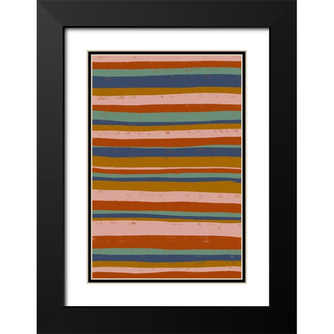 Ethno Colors Stripes Black Modern Wood Framed Art Print with Double Matting by Treechild