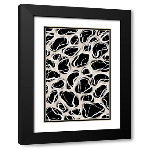 Back Stones Pattern Black Modern Wood Framed Art Print with Double Matting by Treechild