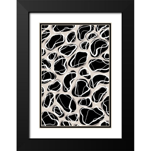 Back Stones Pattern Black Modern Wood Framed Art Print with Double Matting by Treechild
