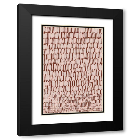 Short Beige Strokes Pattern Black Modern Wood Framed Art Print with Double Matting by Treechild