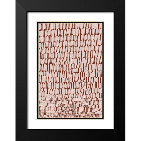Short Beige Strokes Pattern Black Modern Wood Framed Art Print with Double Matting by Treechild