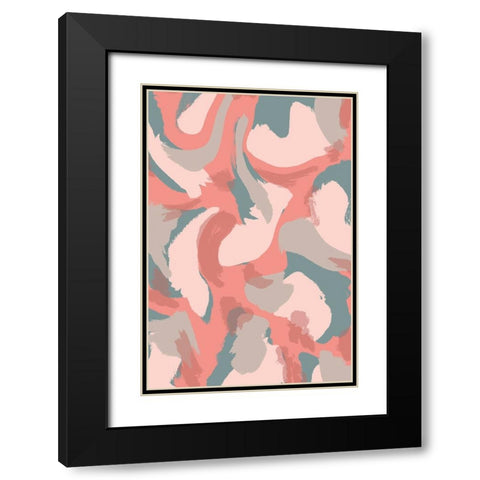 Pastel Strokes Pattern Black Modern Wood Framed Art Print with Double Matting by Treechild